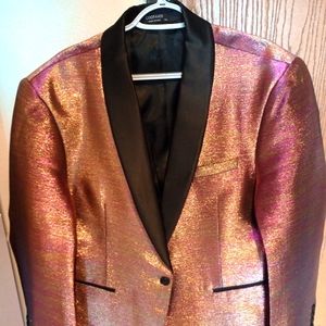 Coofandy XL, Shimmery Fuchsia & Gold Men's Blazer Formal